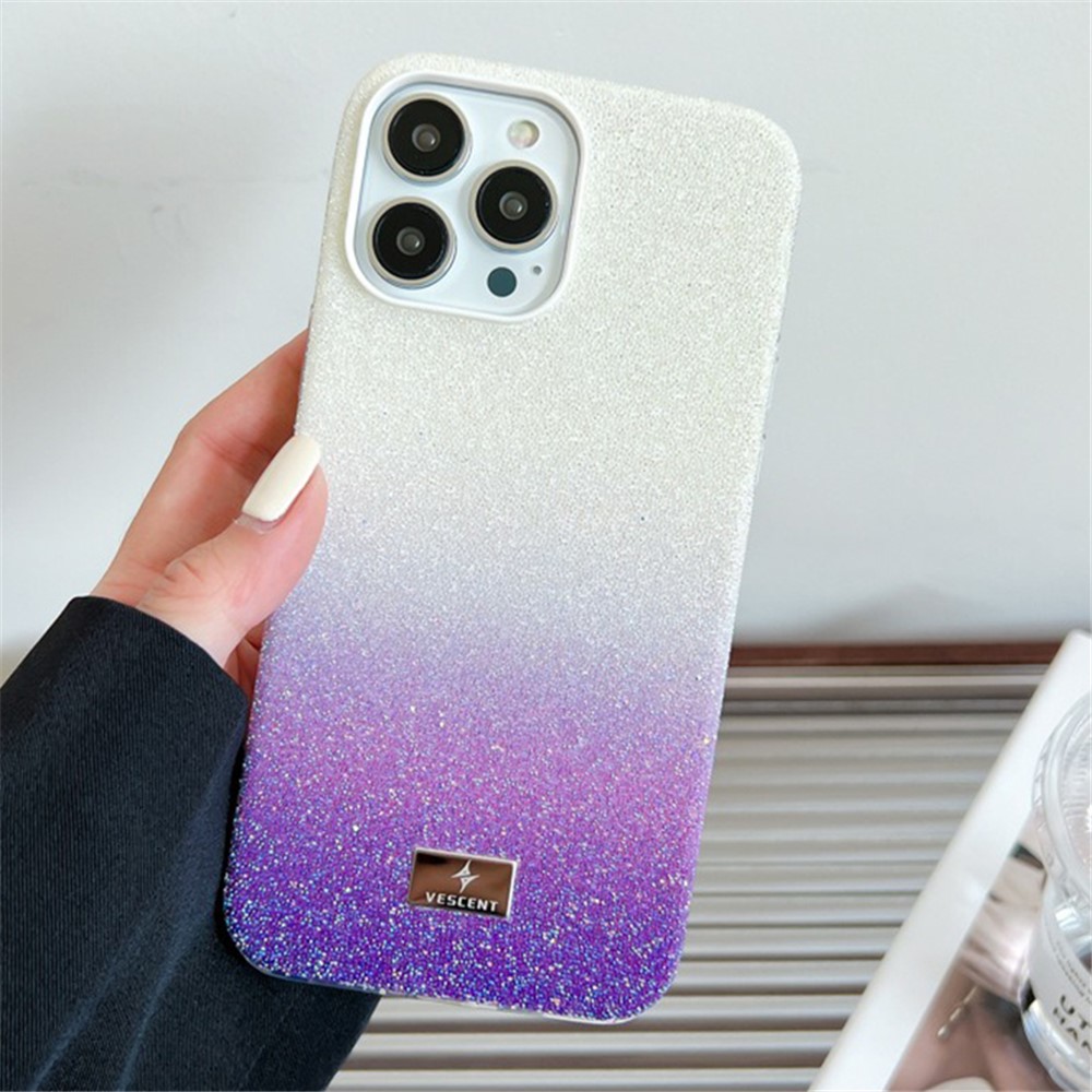 VESCENT For iPhone 13 Pro Anti-drop Cover PC+TPU Glittery Powder Gradient Color Phone Case - Purple