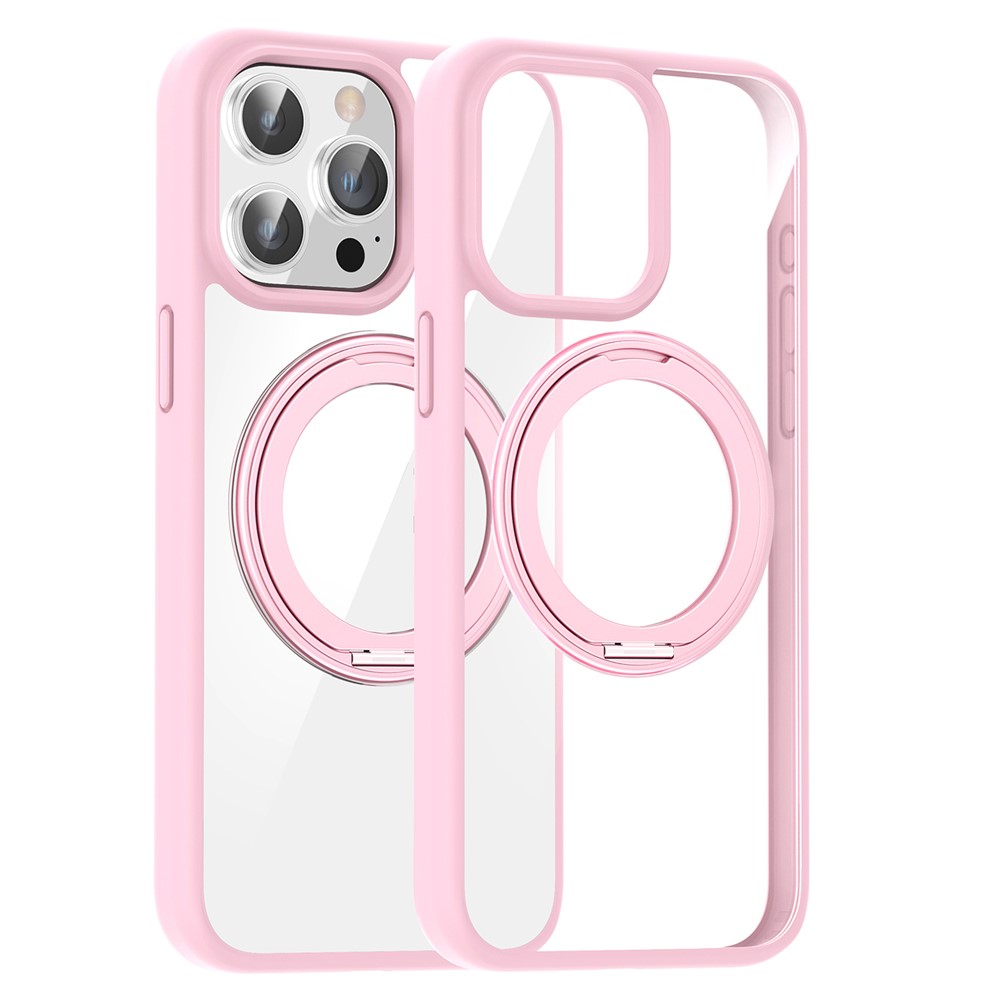 For iPhone 13 Pro PC+TPU Phone Cover Compatible with MagSafe Kickstand Back Case - Pink