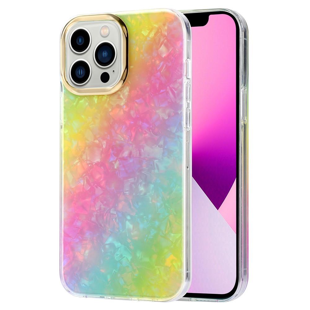 For iPhone 13 Pro Max Case Shockproof PC+TPU IMD Pattern Phone Cover - Y1-Rainbow