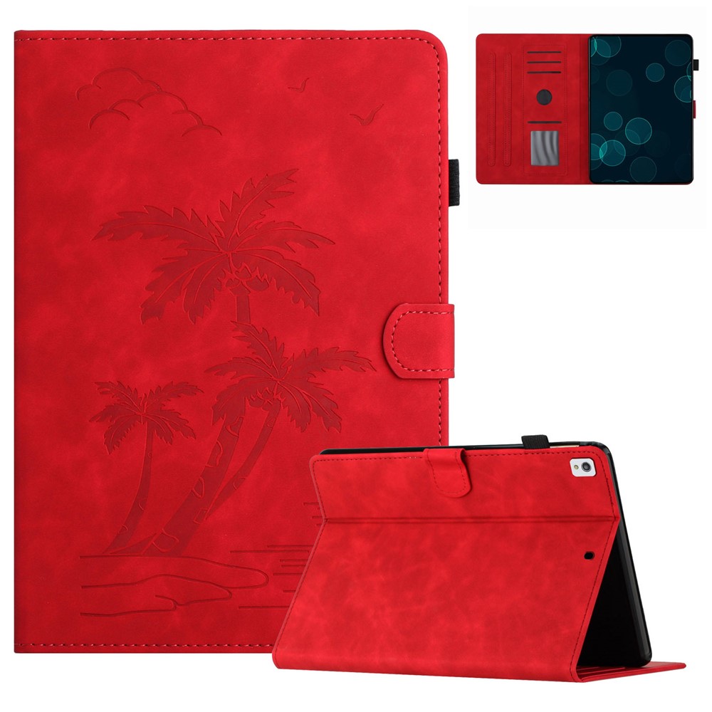 For iPad 10.2 (2020)/(2019)/iPad Air 10.5 inch (2019)/iPad Pro 10.5-inch (2017) Case PU Leather Cover Card Slots Stand - Red