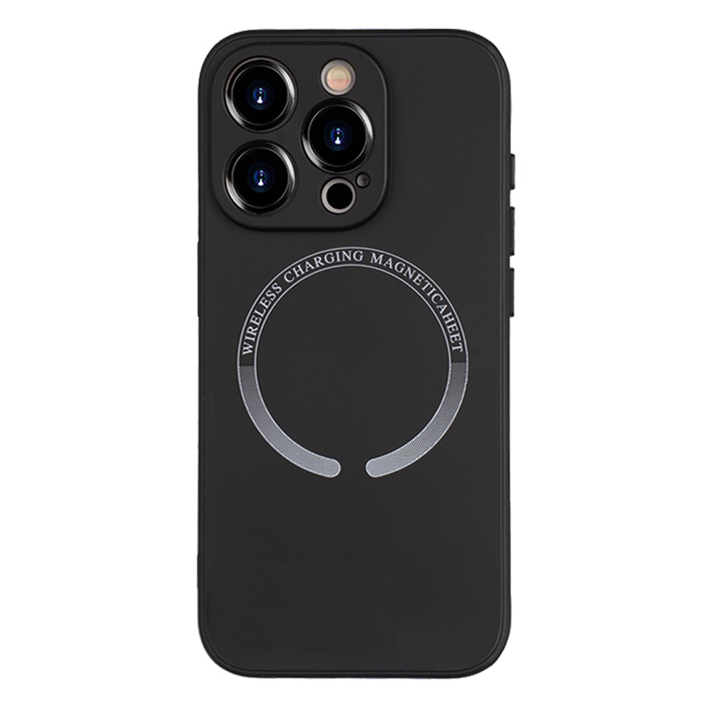 For iPhone 13 Pro Magnetic Phone Case Anti-Scratch TPU+PU Leather Phone Cover - Black