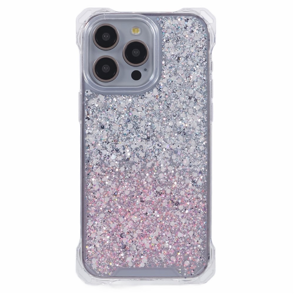 For iPhone 13 Pro Case TPU+Acrylic Phone Protective Cover Dual-Color Gradient Design - Silver+Pink