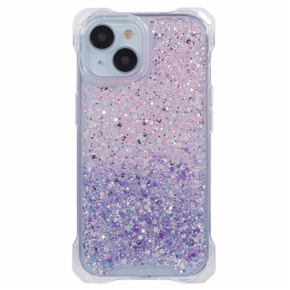 For iPhone 15 Plus Cover Gradient Anti-scratch TPU+Acrylic Cell Phone Case - Pink+Purple