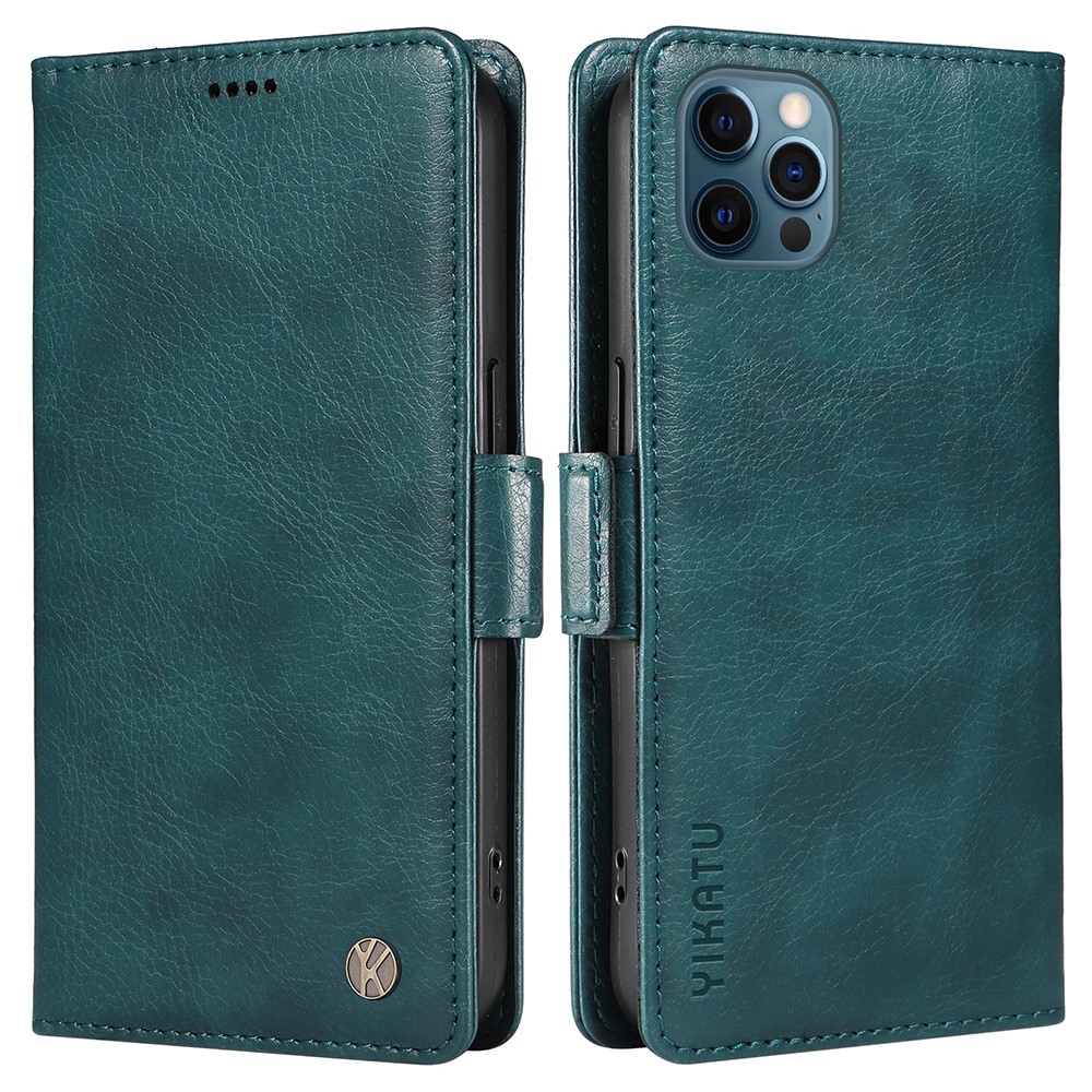 YIKATU YK-007 For iPhone 13 Pro 6.1 inch Case Anti-scratch Leather Stand Phone Cover with Litchi Texture - Blue