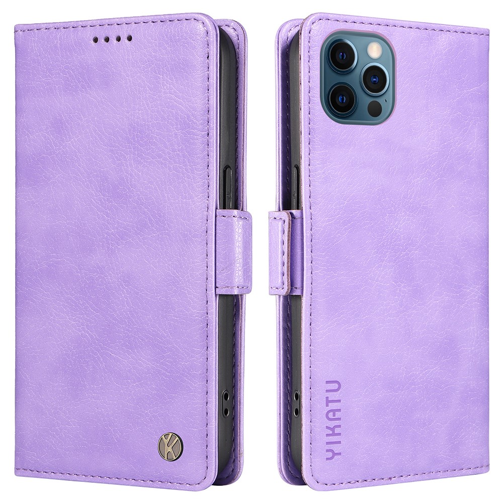 YIKATU YK-007 For iPhone 12 / 12 Pro Leather Case Wallet Protective Phone Cover - Purple