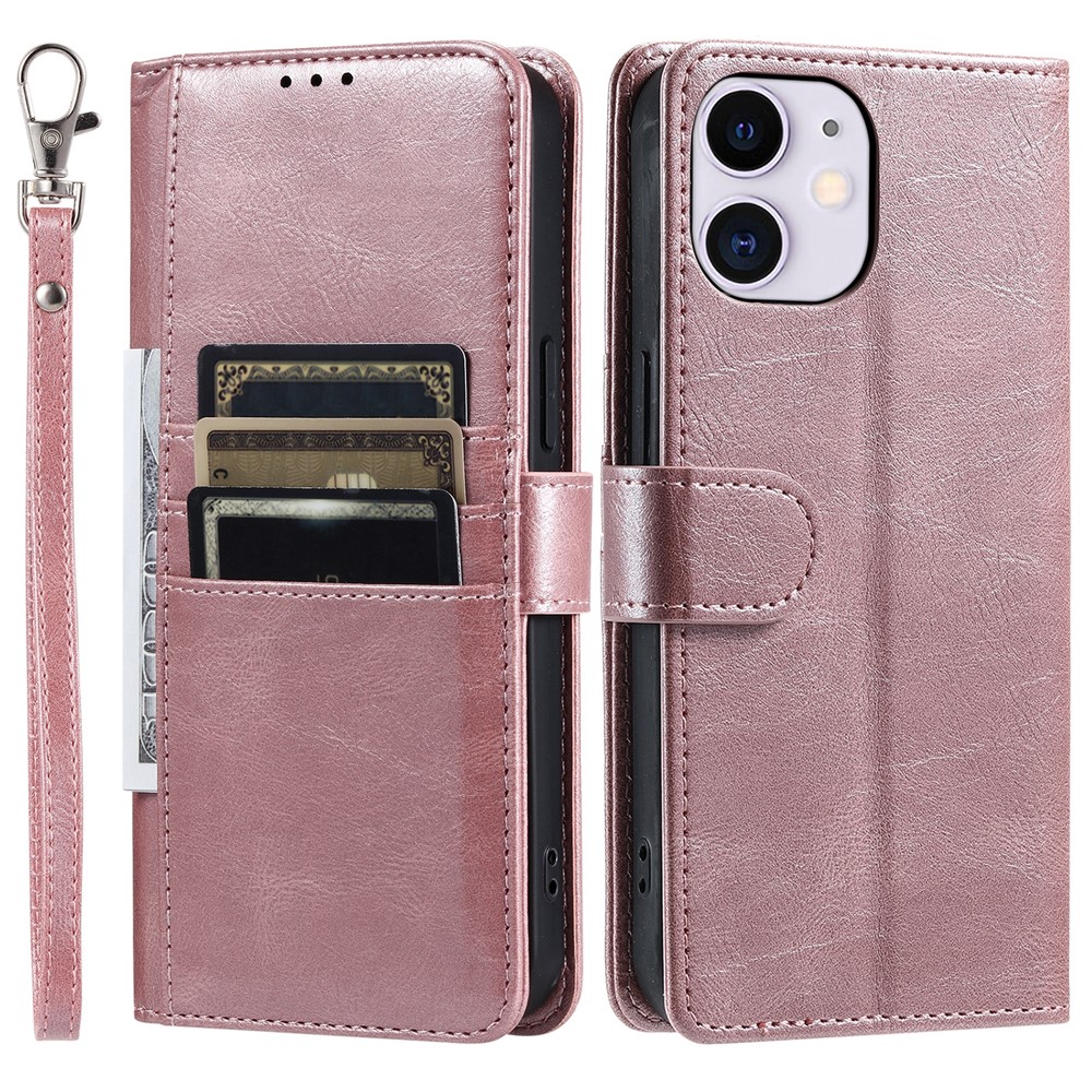 013 Style For iPhone 11 Case Leather Wallet Phone Cover with 6 Card Slots - Rose Gold