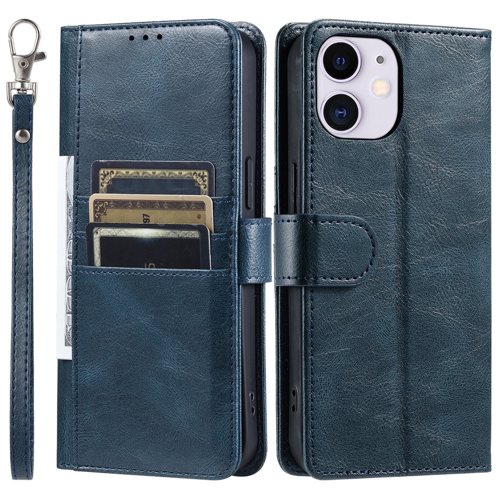 013 Style For iPhone 11 Case Leather Wallet Phone Cover with 6 Card Slots - Blackish Green