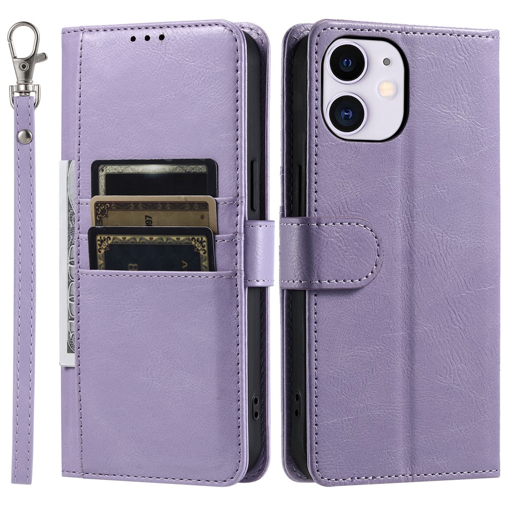 013 Style For iPhone 11 Case Leather Wallet Phone Cover with 6 Card Slots - Purple
