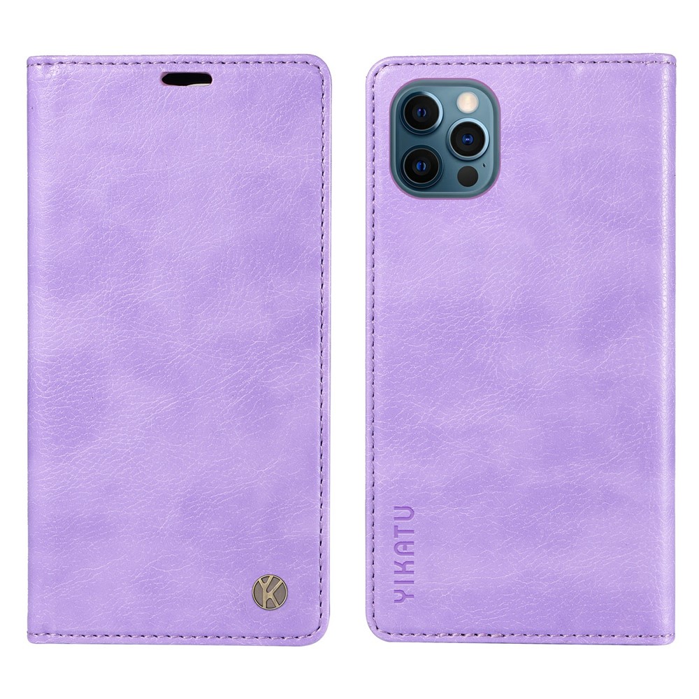 YIKATU YK-006 For iPhone 13 Pro Wallet Case Shockproof Litchi Texture Leather Phone Cover - Purple