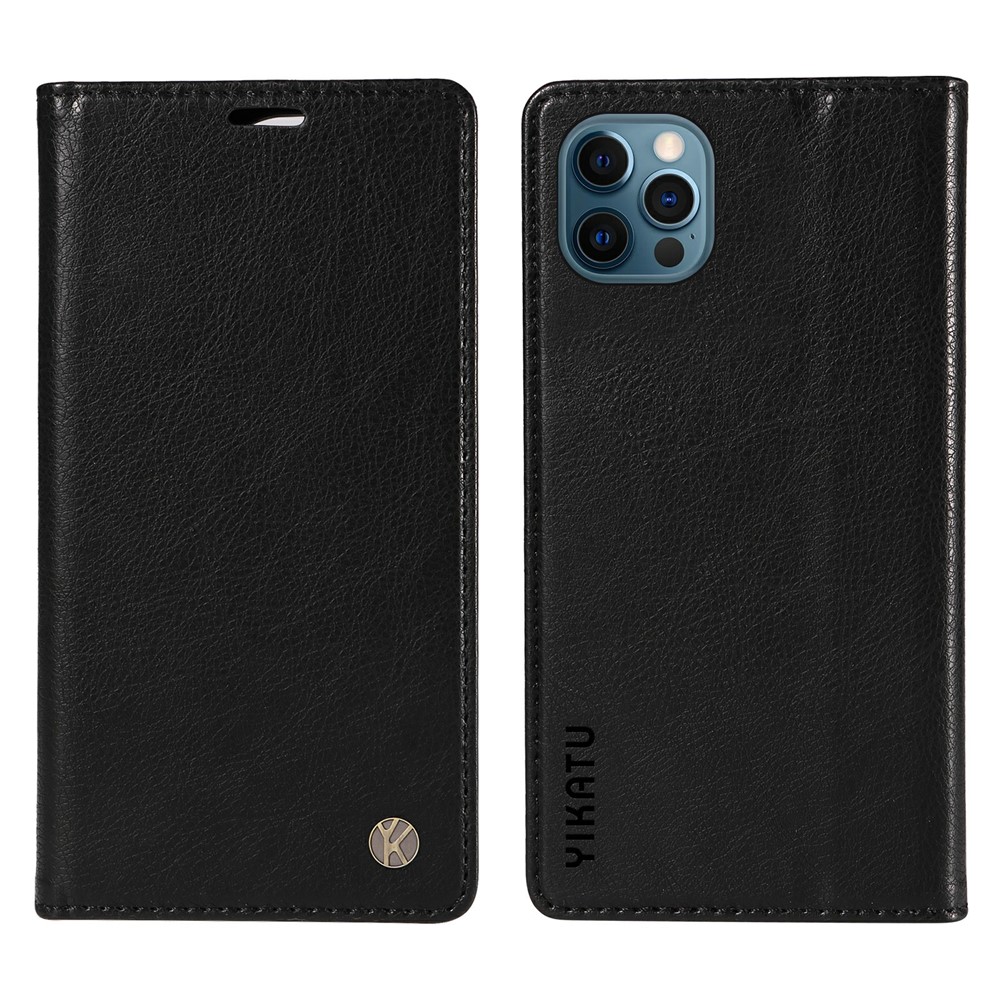 YIKATU YK-006 For iPhone 13 Pro Max Wallet Case Magnetic Closure Leather Phone Cover - Black
