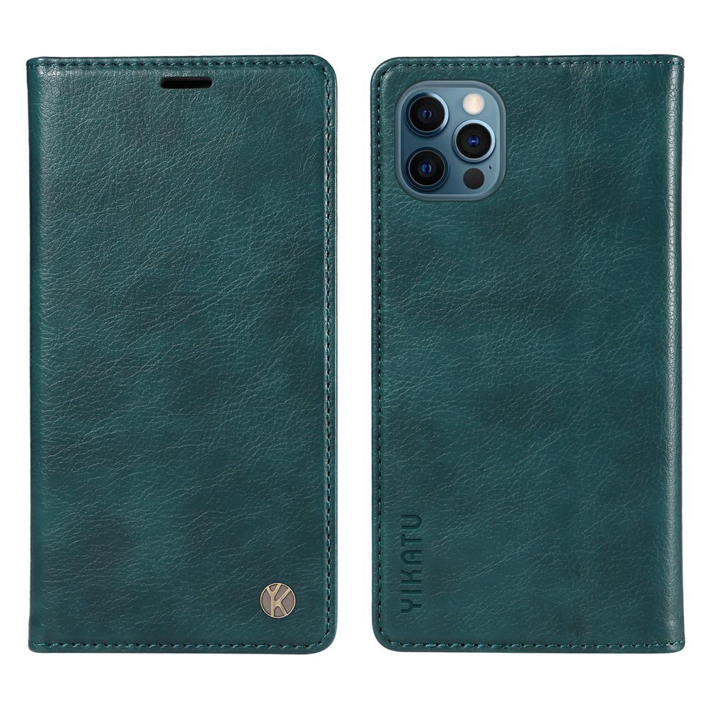 YIKATU YK-006 For iPhone 13 Pro Max Wallet Case Magnetic Closure Leather Phone Cover - Blue