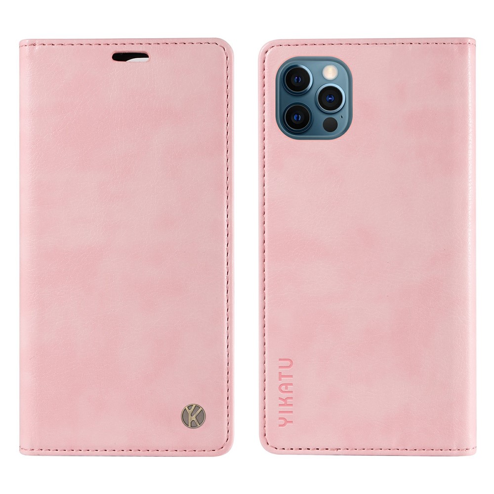YIKATU YK-006 For iPhone 13 Pro Max Wallet Case Magnetic Closure Leather Phone Cover - Pink