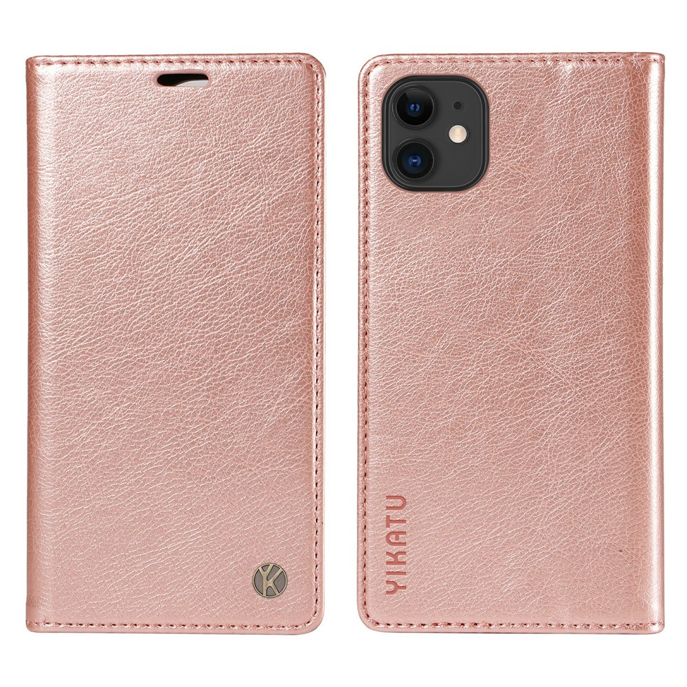 YIKATU YK-006 For iPhone 11 Case Wallet Card Slots PU Leather Protective Phone Cover - Rose Gold