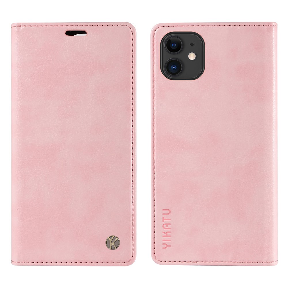 YIKATU YK-006 For iPhone 11 Case Wallet Card Slots PU Leather Protective Phone Cover - Pink