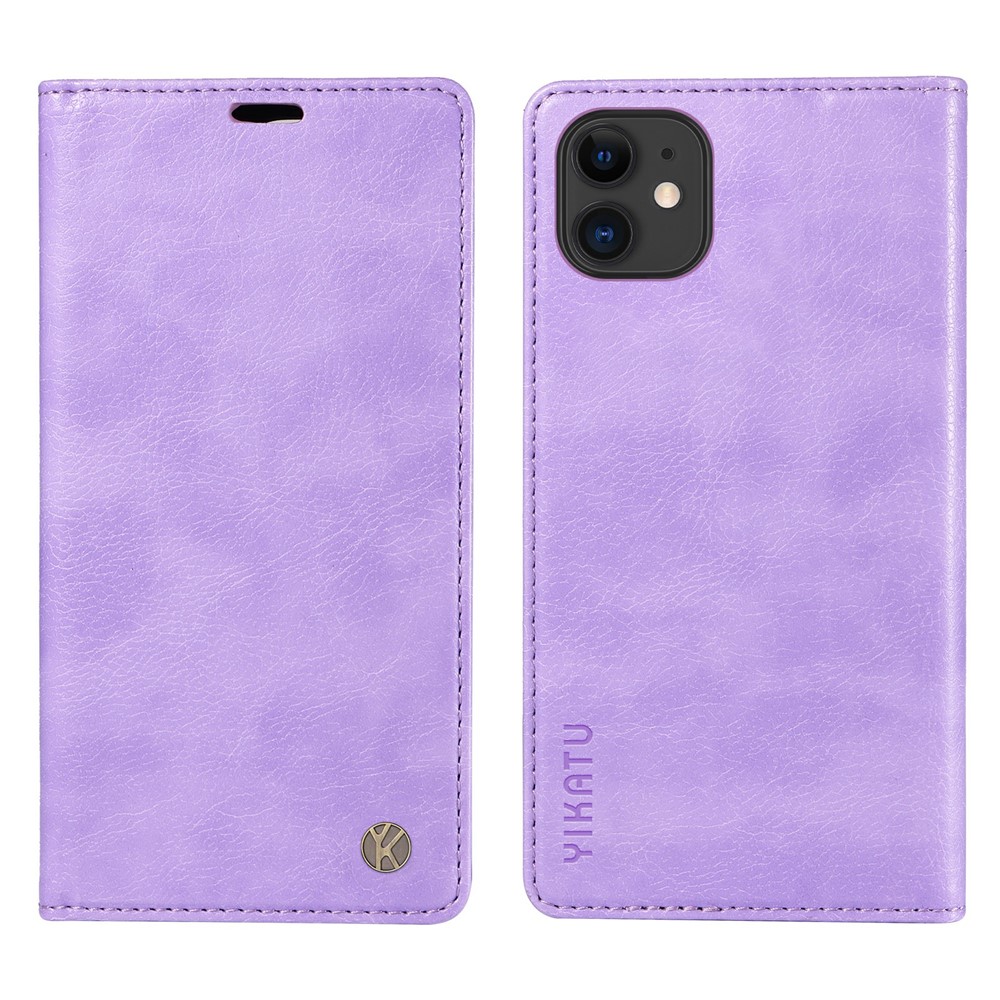 YIKATU YK-006 For iPhone 11 Case Wallet Card Slots PU Leather Protective Phone Cover - Purple