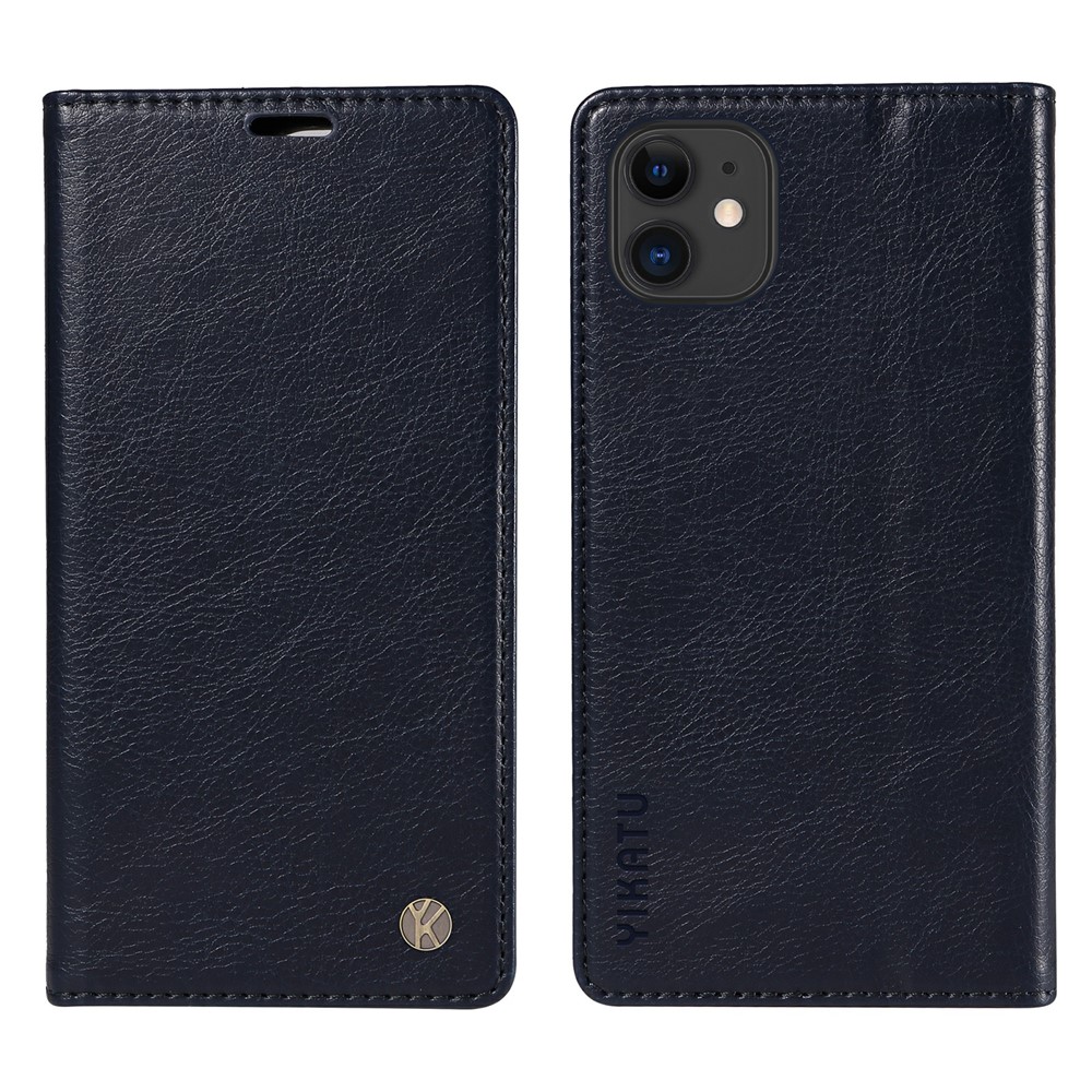 YIKATU YK-006 For iPhone 11 Case Wallet Card Slots PU Leather Protective Phone Cover - Navy Blue