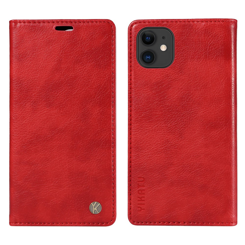 YIKATU YK-006 For iPhone 11 Case Wallet Card Slots PU Leather Protective Phone Cover - Red