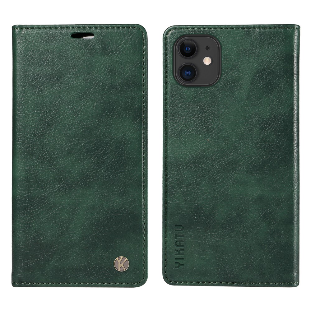 YIKATU YK-006 For iPhone 11 Case Wallet Card Slots PU Leather Protective Phone Cover - Green