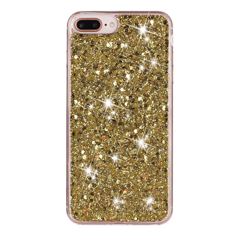 For iPhone 6 Plus / 7 Plus / 8 Plus 5.5 inch Glittery Powder Decor Phone Cover Epoxy TPU Phone Case - Gold