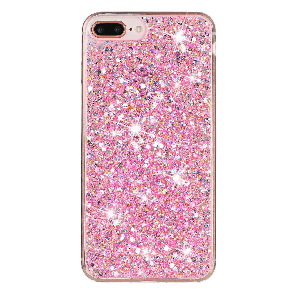 For iPhone 6 Plus / 7 Plus / 8 Plus 5.5 inch Glittery Powder Decor Phone Cover Epoxy TPU Phone Case - Pink