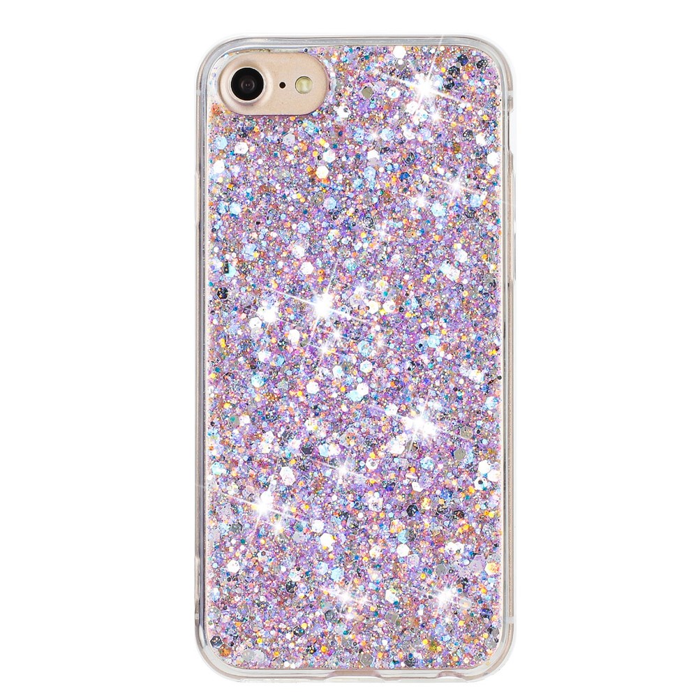 For iPhone 6 / 7 / 8 / SE (2020) (2022) Epoxy TPU Phone Case Shockproof Glittery Powder Decor Phone Cover - Purple