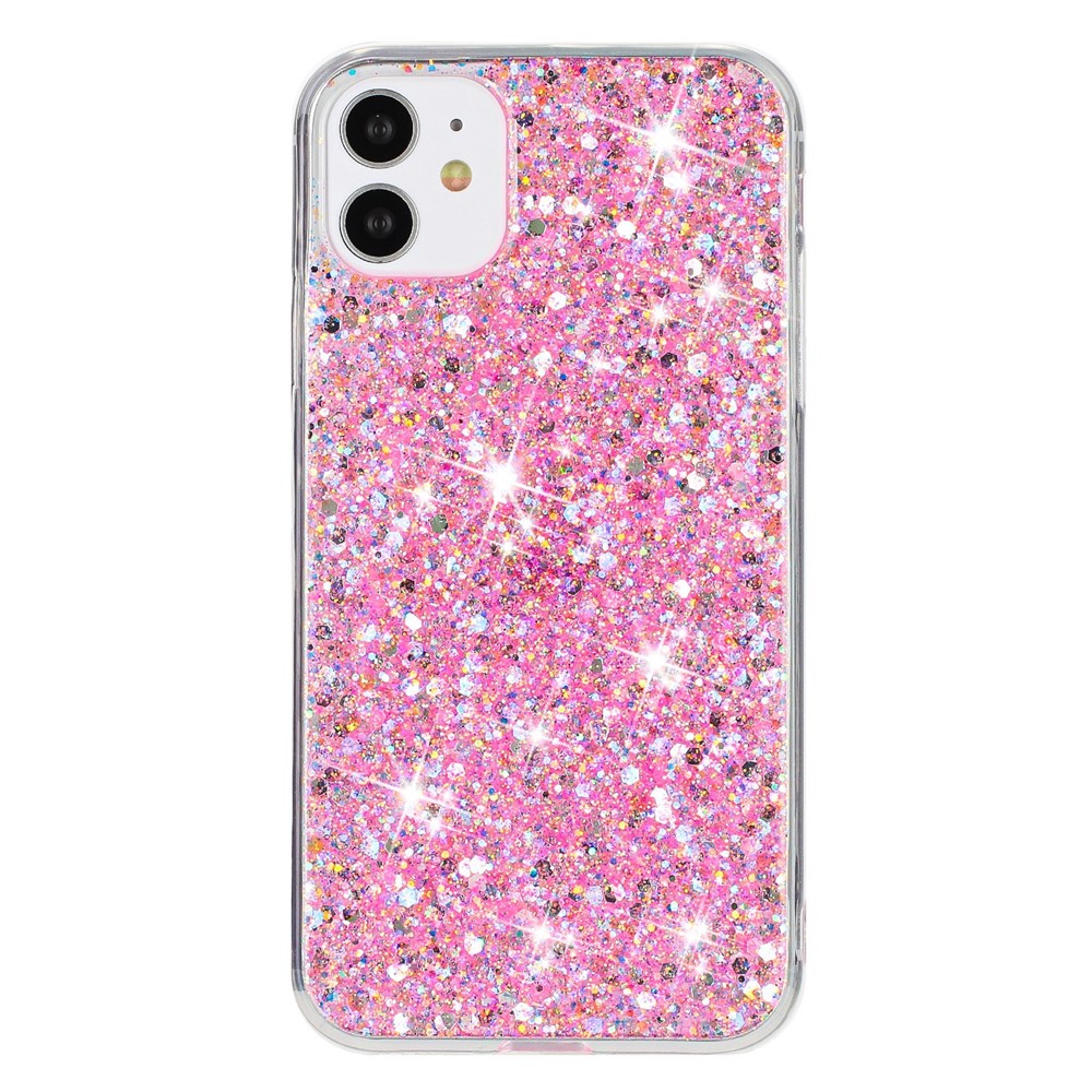 For iPhone 11 Phone Case Slim-Fit Glittery Powder Decor Phone Cover Epoxy TPU Phone Shell - Pink