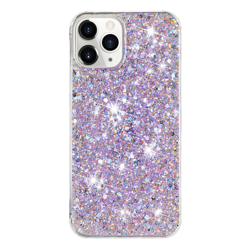 For iPhone 11 Pro Cover Sparkle Sequins Epoxy Shockproof TPU Phone Case - Purple