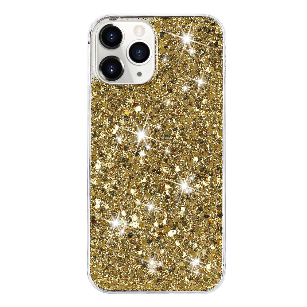 For iPhone 11 Pro Cover Sparkle Sequins Epoxy Shockproof TPU Phone Case - Gold
