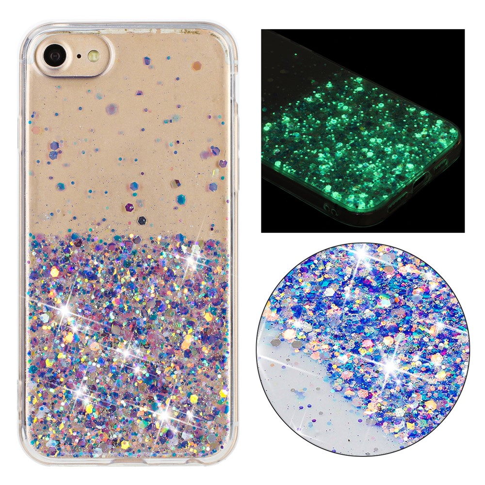 For iPhone 6 / 7 / 8 / SE (2022) / SE (2020) / SE (1st Generation) Cases Anti-Scratch Epoxy Luminous TPU Phone Shell - Purple