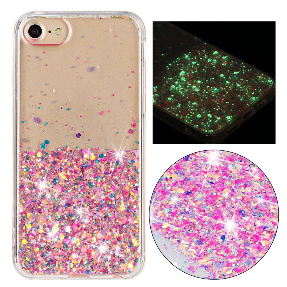 For iPhone 6 / 7 / 8 / SE (2022) / SE (2020) / SE (1st Generation) Cases Anti-Scratch Epoxy Luminous TPU Phone Shell - Pink