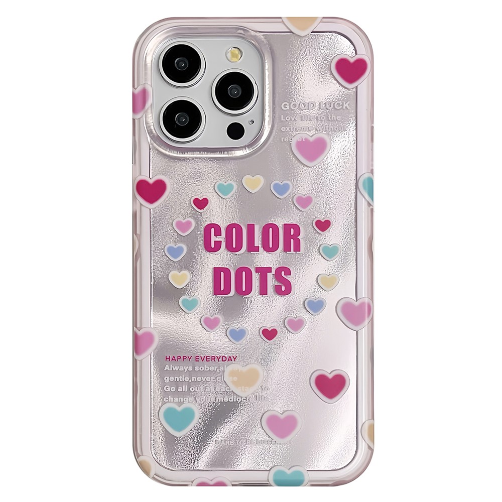 For iPhone 13 Pro Max Cover Hybrid TPU+PC Phone Case IMD Heart Pattern Design