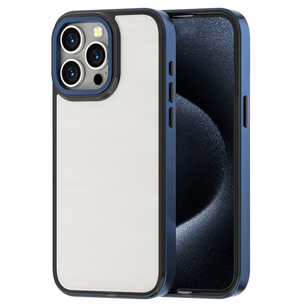 For iPhone 12 / 12 Pro Case TPU+PC Electroplating Cell Phone Cover - Blue