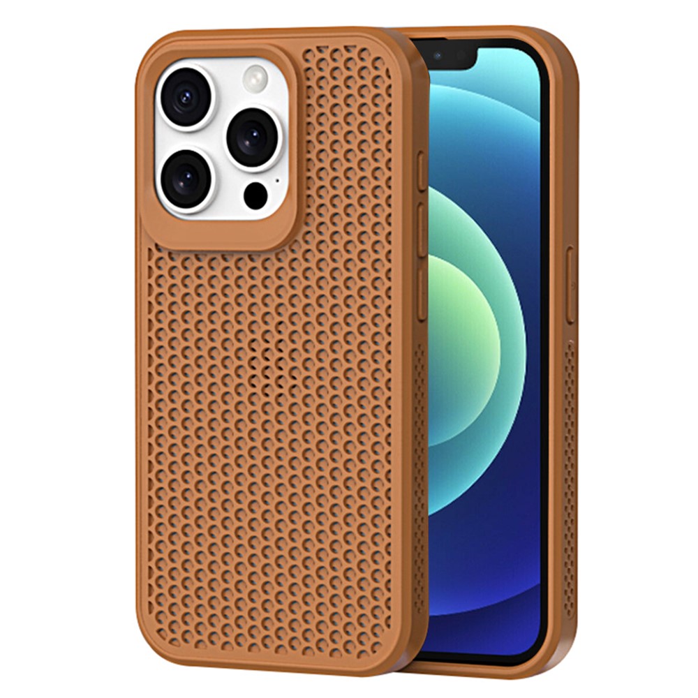 For iPhone 12 / 12 Pro Case Heat Dissipation PC+TPU Phone Cover Mobile Accessories Wholesale - Brown