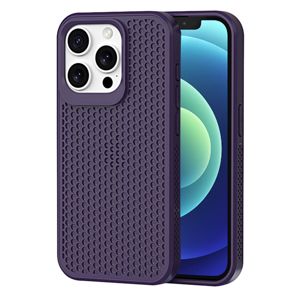 For iPhone 12 / 12 Pro Case Heat Dissipation PC+TPU Phone Cover Mobile Accessories Wholesale - Dark Purple