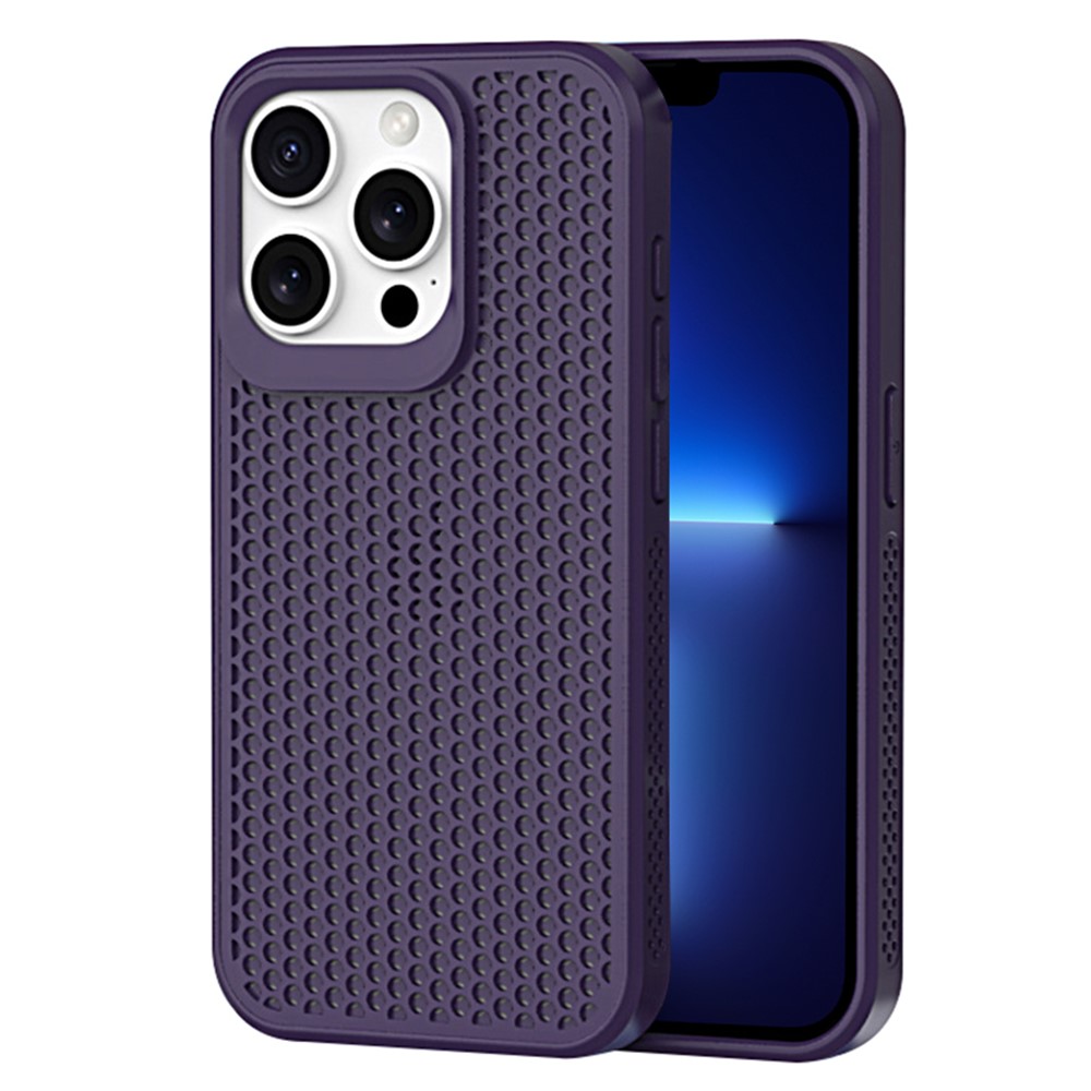 For iPhone 13 Pro Case PC+TPU Heat Dissipation Hollow Cover Phone Accessories Distributors - Dark Purple