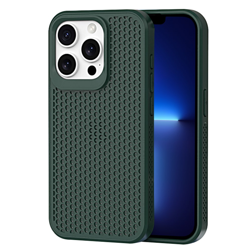 For iPhone 13 Pro Case PC+TPU Heat Dissipation Hollow Cover Phone Accessories Distributors - Midnight Green