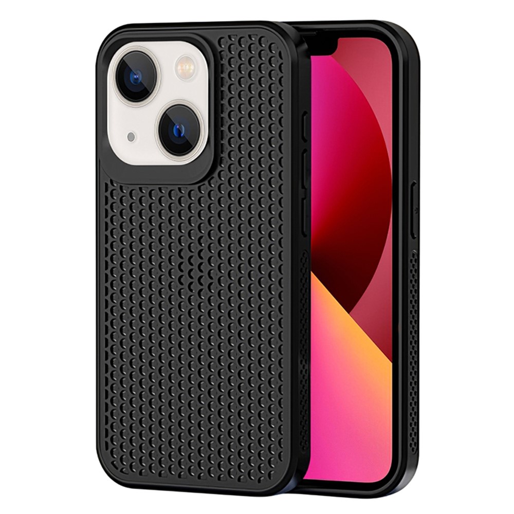 For iPhone 14 Plus Case PC+TPU Anti-drop Phone Cover Breathable Heat Dissipation - Black