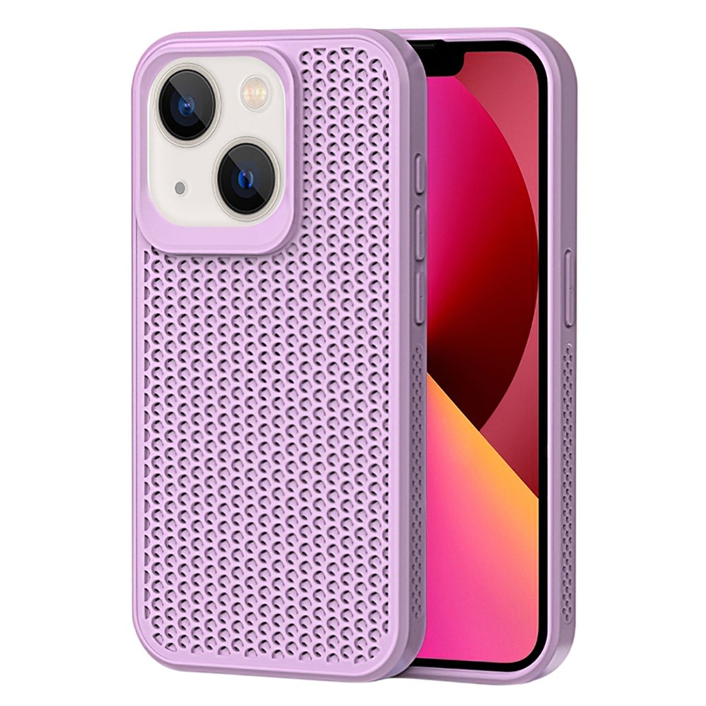 For iPhone 14 Plus Case PC+TPU Anti-drop Phone Cover Breathable Heat Dissipation - Purple
