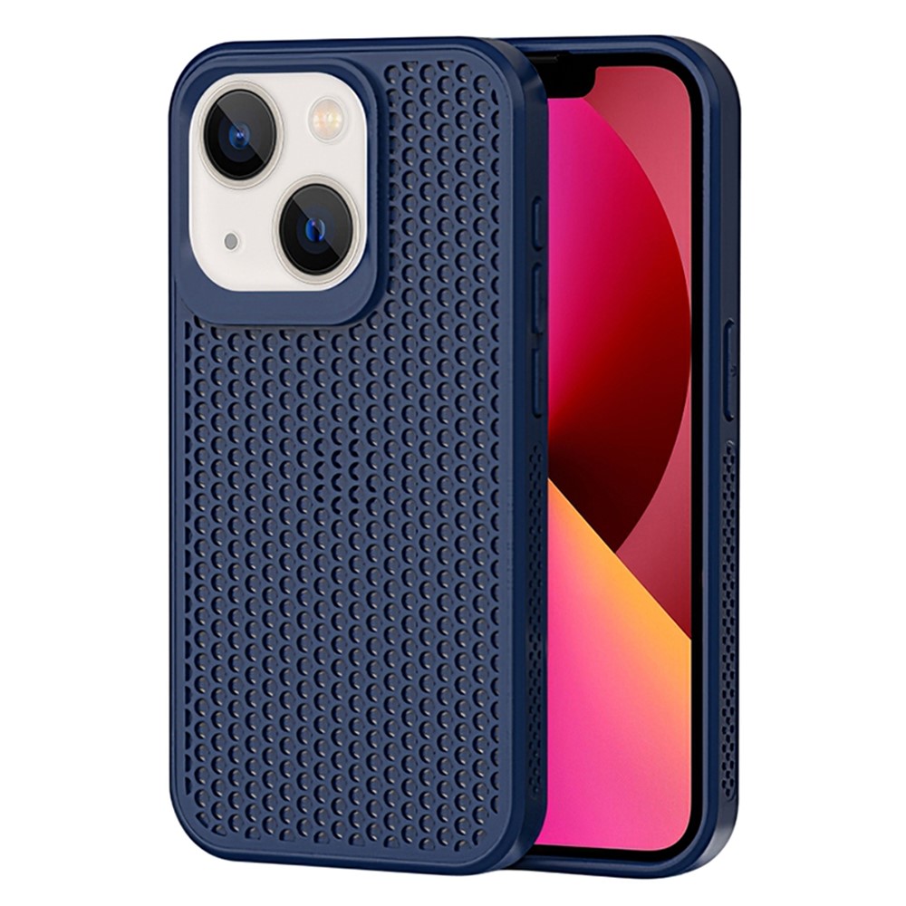 For iPhone 14 Plus Case PC+TPU Anti-drop Phone Cover Breathable Heat Dissipation - Sapphire