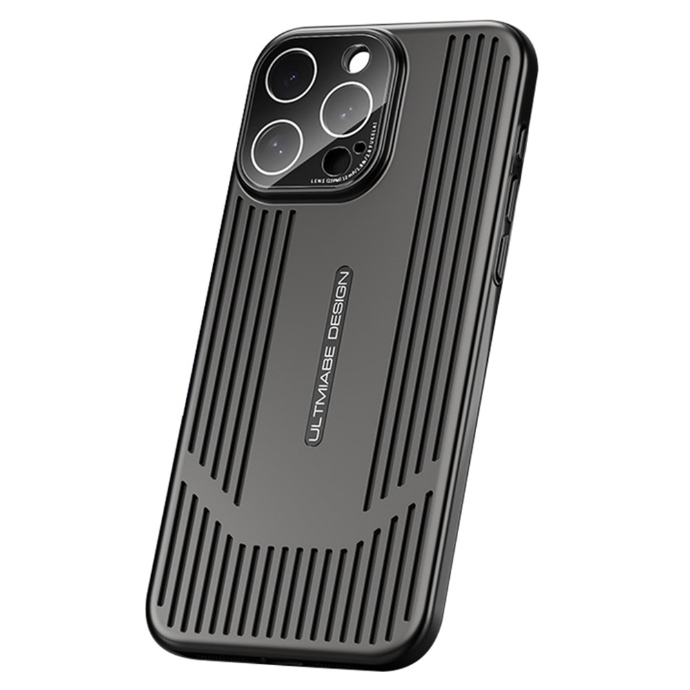 For iPhone 13 Pro Max Case Electroplated Hard PC Heat Dissipation Phone Cover with Lens Film - Black