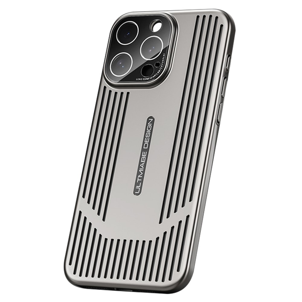 For iPhone 13 Pro Max Case Electroplated Hard PC Heat Dissipation Phone Cover with Lens Film - Titanium Grey