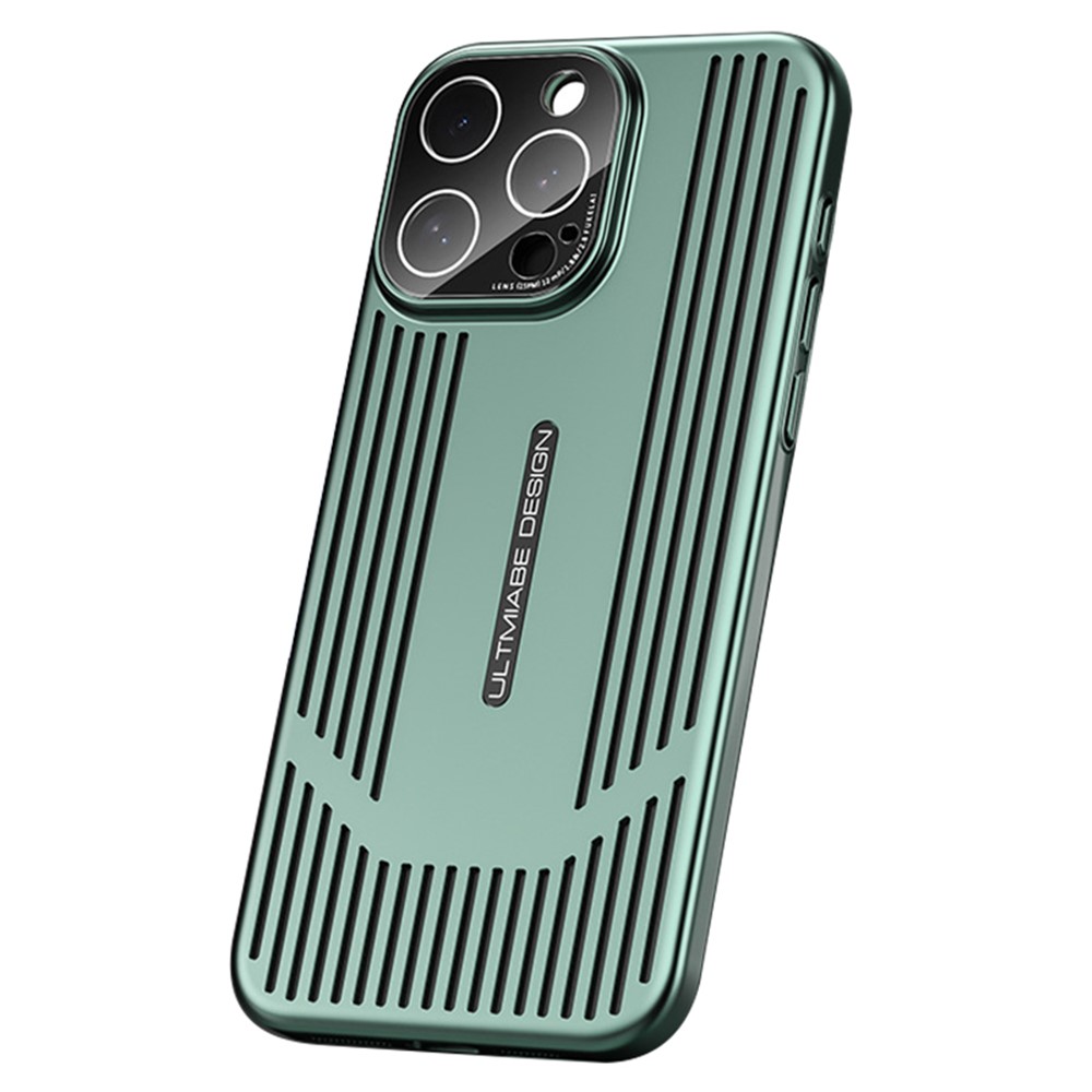 For iPhone 13 Pro Case Breathable Cooling Hard PC Shockproof Phone Cover with Lens Film - Light Green