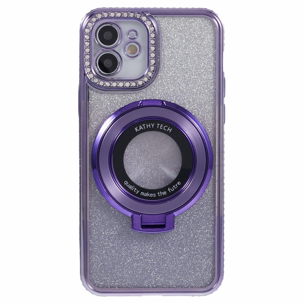 For iPhone 11 Cell Phone Case Gradient TPU Cover with Kickstand  /  Rhinestone - Dark Purple