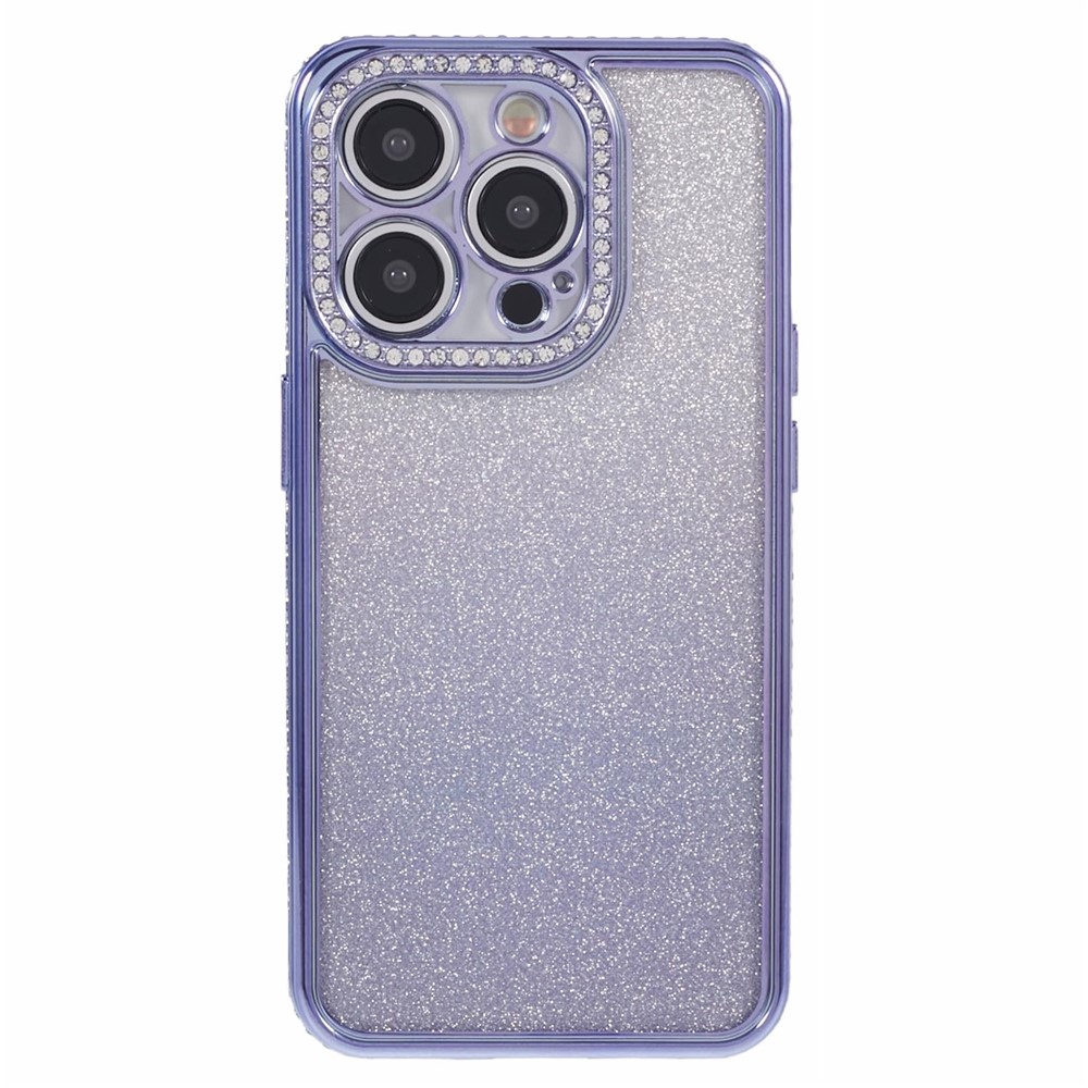 For iPhone 13 Pro Wholesale Case Rhinestones Decor Anti-Drop Gradient TPU Phone Cover - Dark Purple