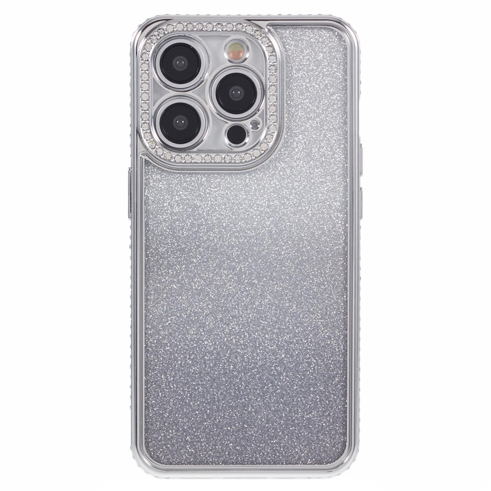 For iPhone 13 Pro Wholesale Case Rhinestones Decor Anti-Drop Gradient TPU Phone Cover - Silver