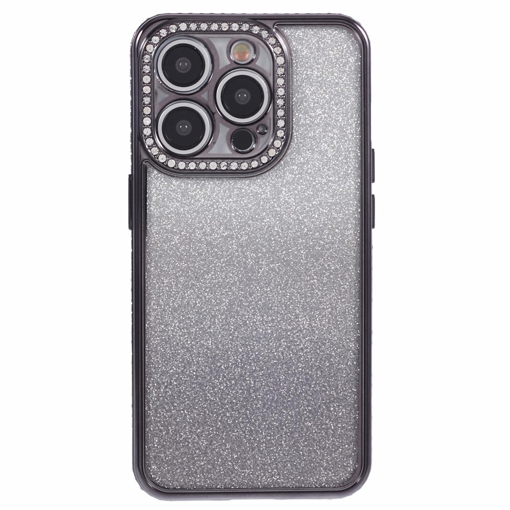 For iPhone 12 Pro TPU Case Rhinestones Decor Gradient Wholesale Phone Case - Black