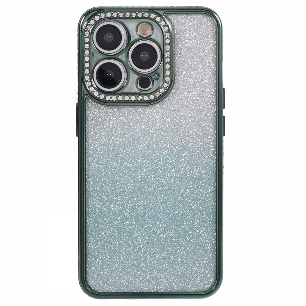For iPhone 12 Pro TPU Case Rhinestones Decor Gradient Wholesale Phone Case - Midnight Green