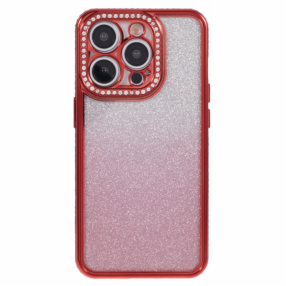 For iPhone 12 Pro TPU Case Rhinestones Decor Gradient Wholesale Phone Case - Red