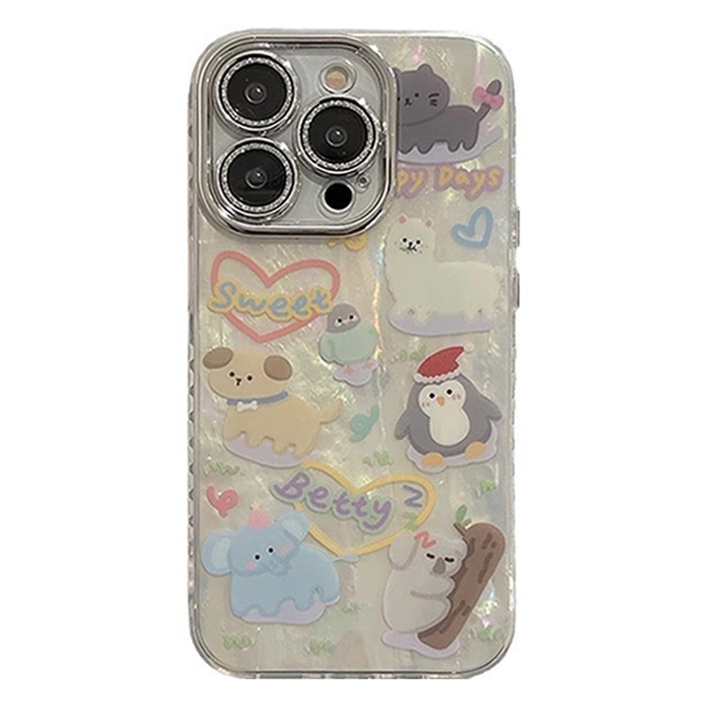 For iPhone 13 Pro Max Wholesale Phone Cases Slim-Fit PC+TPU Phone Cover with Shell Texture+Cartoon Pattern