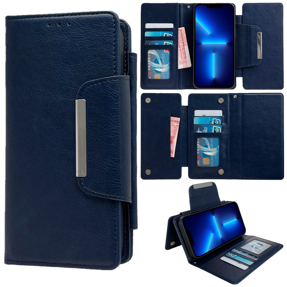 For iPhone 13 Pro Case Detachable 2-in-1 Leather Wallet Phone Cover - Sapphire